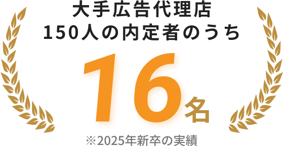 大手広告代理店150人の内定者のうち16名