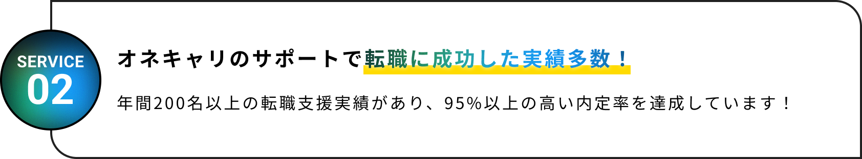 転職成功者の実績多数！年間200名以上の転職支援実績があり、95%以上の高い内定率を達成しています！